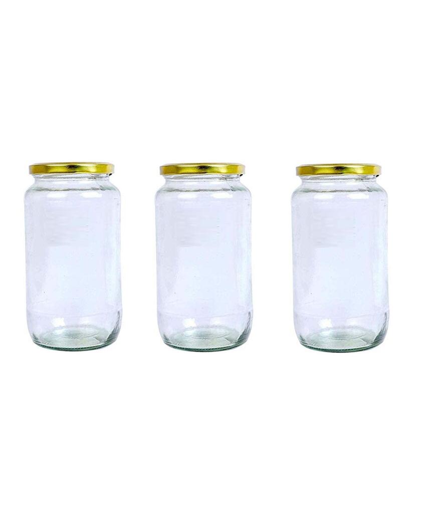 Spacious Clear Glass Storage Jar for Kitchen and Pantry | 1000 ML | 4 x 8 inches