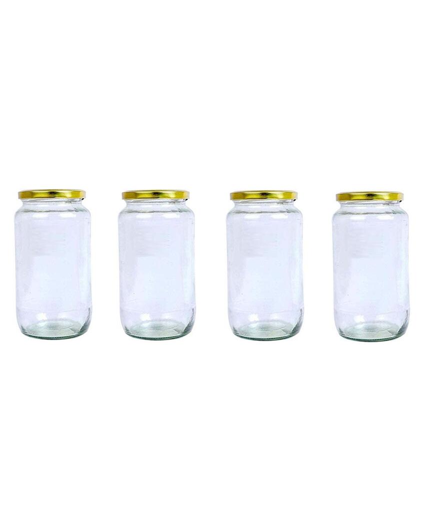 Spacious Clear Glass Storage Jar for Kitchen and Pantry | 1000 ML | 4 x 8 inches