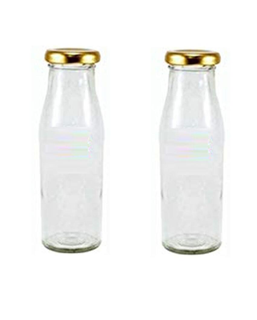 Compact Clear Glass Milk Bottle with Lid for Versatile Use in Kitchens | Set of 12 | 300 ML | 2 x 7 inches