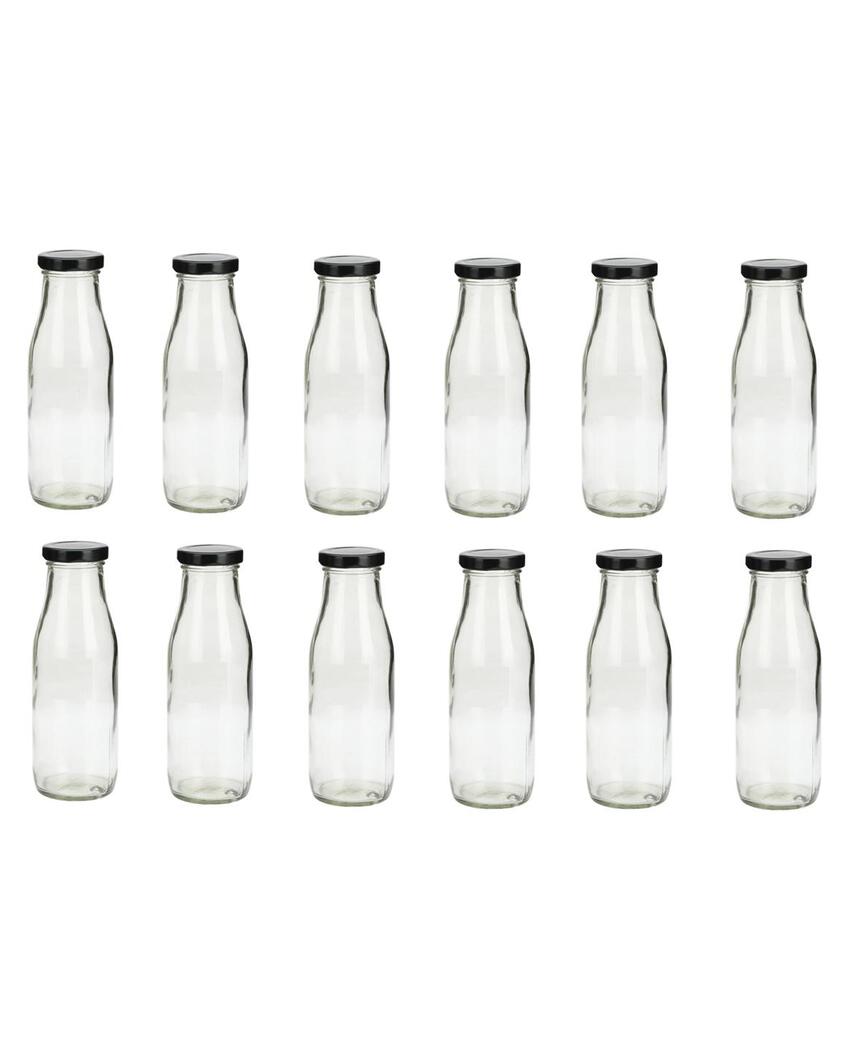 Clear Glass Milk Bottle with Lid for Safe Storage of Beverages Medium Sized | 500 ML | 3 x 8 inches