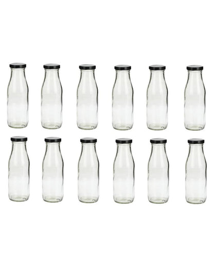 Clear Glass Milk Bottle with Lid for Safe Storage of Beverages Medium Sized | 500 ML | 3 x 8 inches