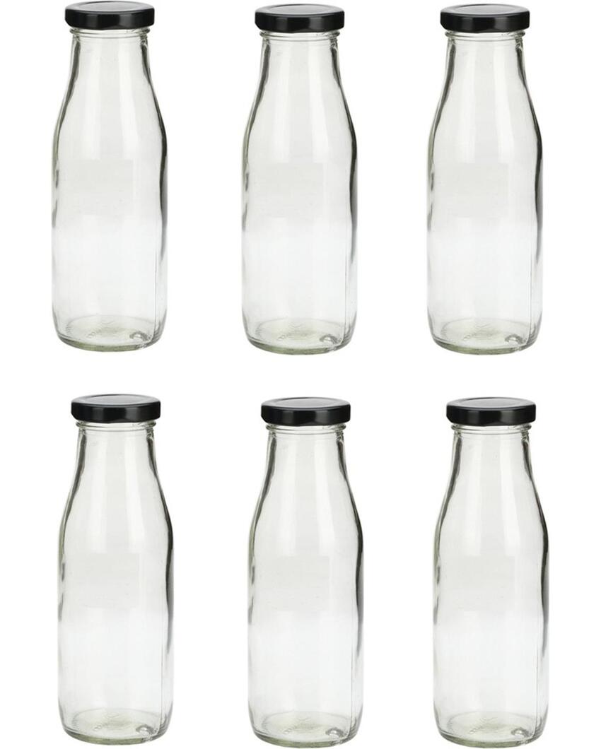 Clear Glass Milk Bottle with Lid for Safe Storage of Beverages Medium Sized | 500 ML | 3 x 8 inches