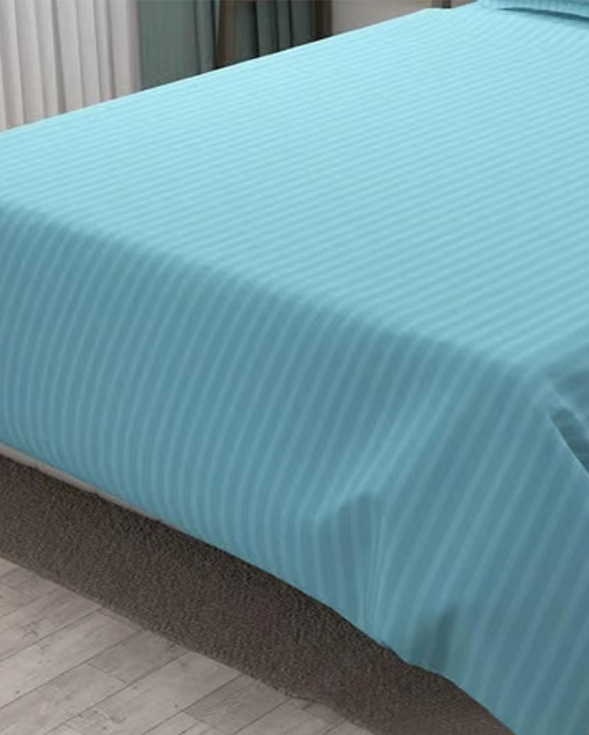 Classic Striped Cotton Double Bed Bedsheet With 2 Pillow Cover | 100 x 90 x 3 inches