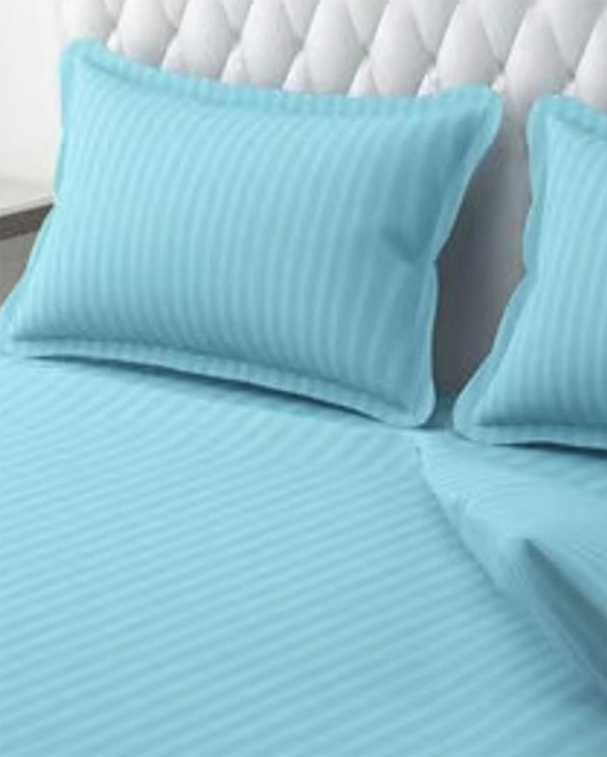 Classic Striped Cotton Double Bed Bedsheet With 2 Pillow Cover | 100 x 90 x 3 inches