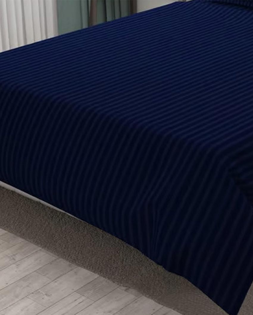 Classic Striped Cotton Double Bed Bedsheet With 2 Pillow Cover | 100 x 90 x 3 inches