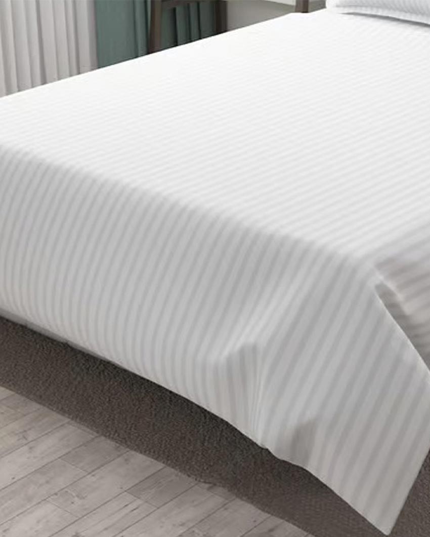 Classic Striped Cotton Double Bed Bedsheet With 2 Pillow Cover | 100 x 90 x 3 inches