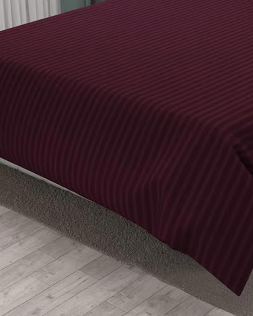 Classic Striped Cotton Double Bed Bedsheet With 2 Pillow Cover | 100 x 90 x 3 inches