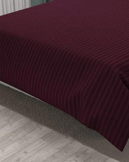 Classic Striped Cotton Double Bed Bedsheet With 2 Pillow Cover | 100 x 90 x 3 inches