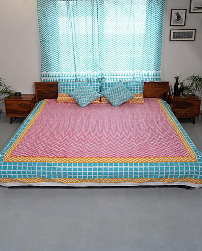 Dream Weave Printed Cotton 1 Bedsheet with 2 Pillow Covers