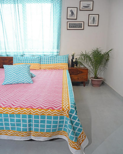 Dream Weave Printed Cotton 1 Bedsheet with 2 Pillow Covers