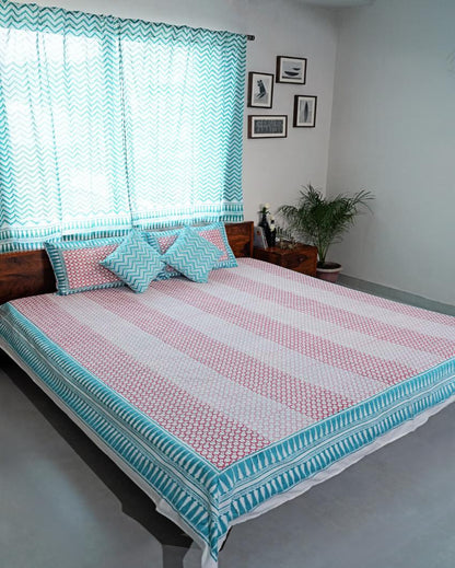 Cloud Nest Printed Cotton 1 Bedsheet with 2 Pillow Covers