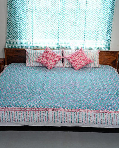 Artisan Weave Printed Cotton Bedsheet with 2 Pillow Covers