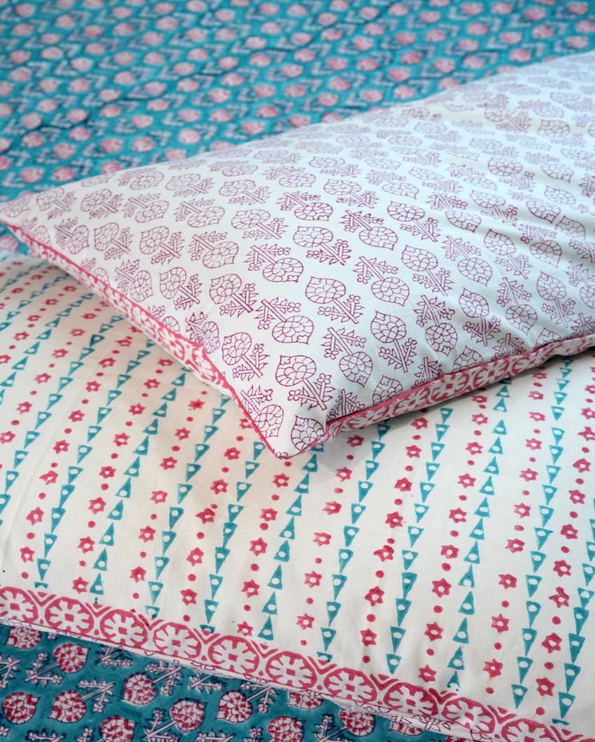 Artisan Weave Printed Cotton Bedsheet with 2 Pillow Covers