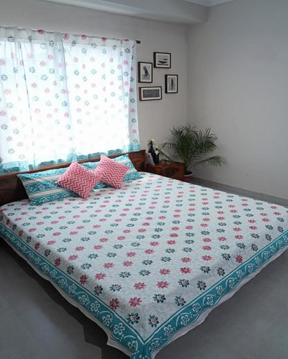 Pure Slumber Printed Cotton Bedsheet with 2 Pillow Cover, 2 Cushion Covers