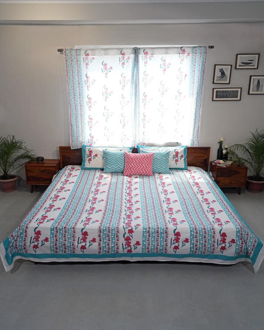 Poppy Dream Printed Cotton Bedsheet with 2 Pillow Covers