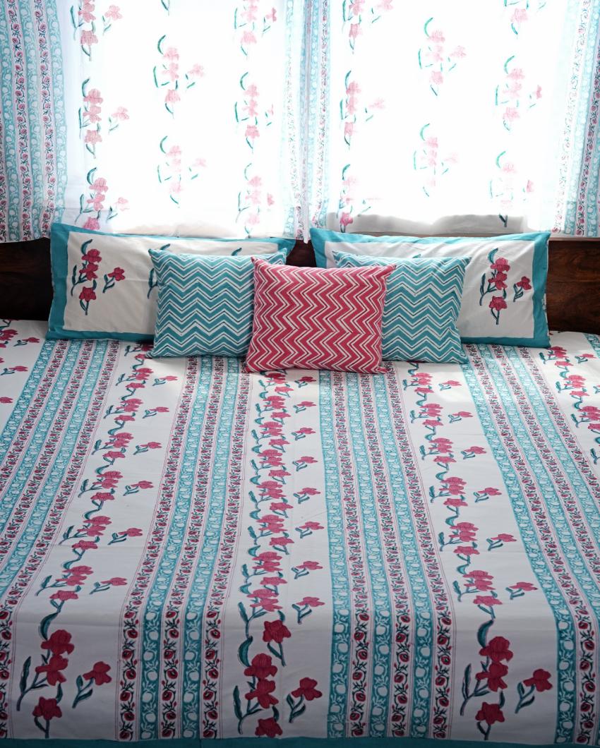 Poppy Dream Printed Cotton Bedsheet with 2 Pillow Covers