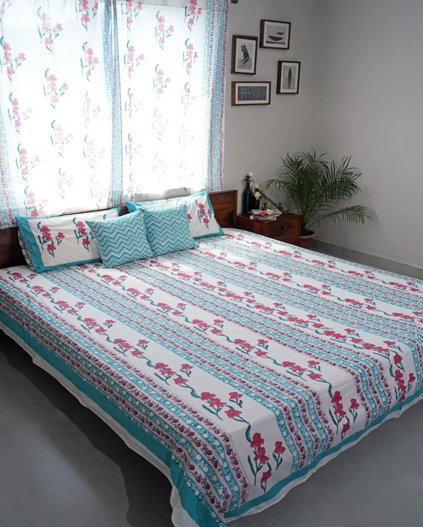 Poppy Dream Printed Cotton Bedsheet with 2 Pillow Covers