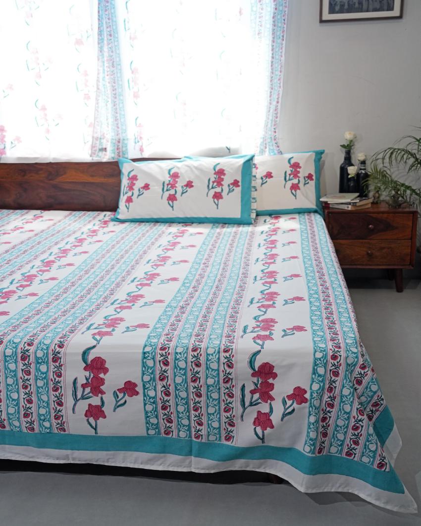 Poppy Dream Printed Cotton Bedsheet with 2 Pillow Covers