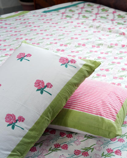 Blooming Meadow Printed Cotton Bedsheet with 2 Pillow Covers