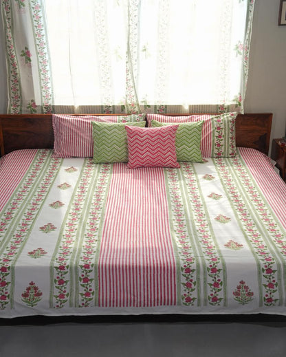 Artisan's Dream Printed Cotton Bedsheet with 2 Pillow Covers