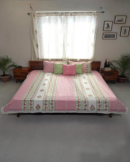 Artisan's Dream Printed Cotton Bedsheet with 2 Pillow Covers