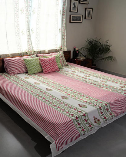 Artisan's Dream Printed Cotton Bedsheet with 2 Pillow Covers