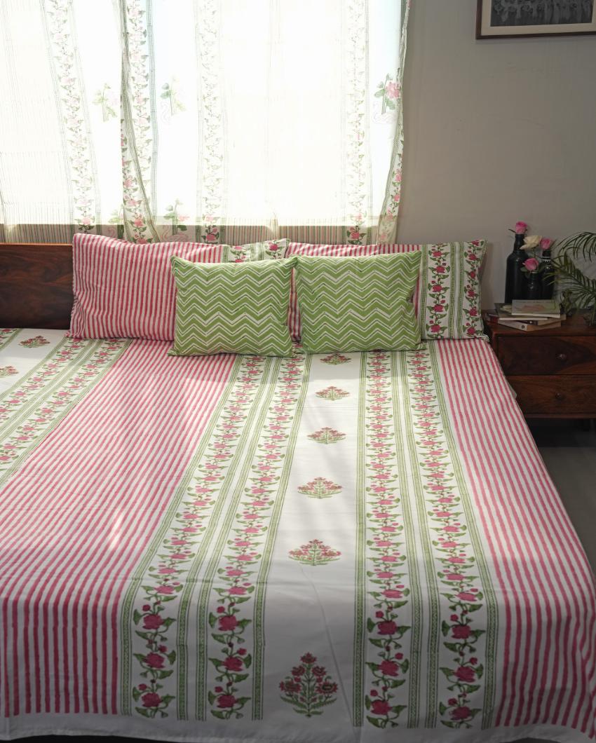 Artisan's Dream Printed Cotton Bedsheet with 2 Pillow Covers