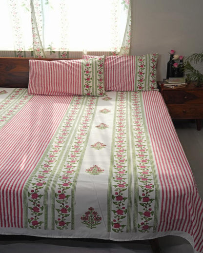 Artisan's Dream Printed Cotton Bedsheet with 2 Pillow Covers