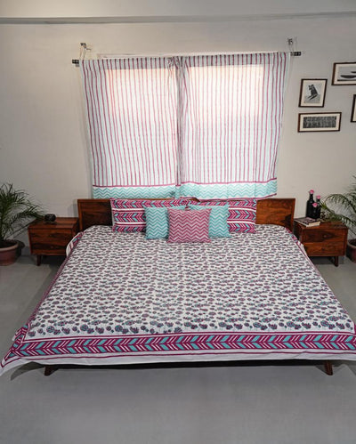 Floral Rhapsody Printed Cotton Bedsheet with 2 Pillow Covers