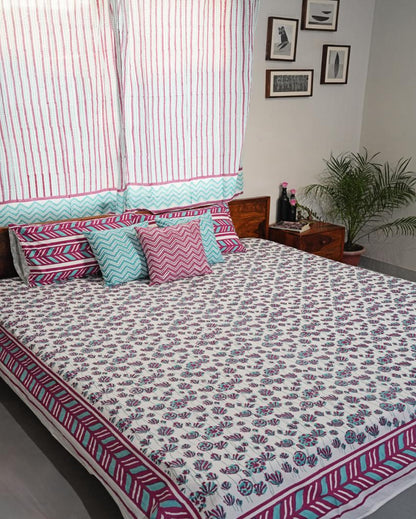 Floral Rhapsody Printed Cotton Bedsheet with 2 Pillow Covers