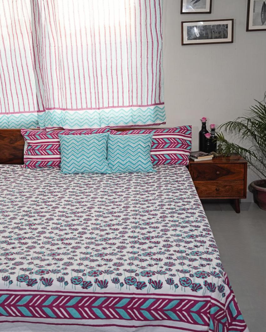 Floral Rhapsody Printed Cotton Bedsheet with 2 Pillow Covers