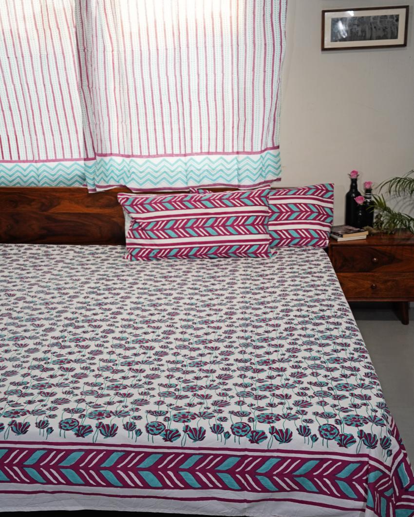 Floral Rhapsody Printed Cotton Bedsheet with 2 Pillow Covers