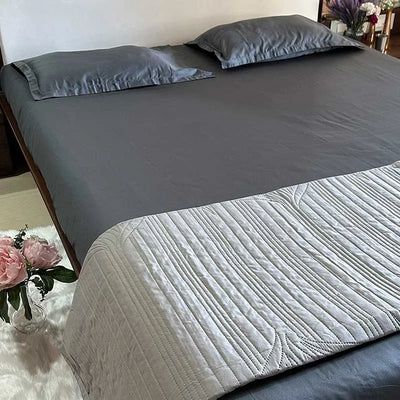 Grey Bedcover With 2 Pillowcases | 90 x 90 inches