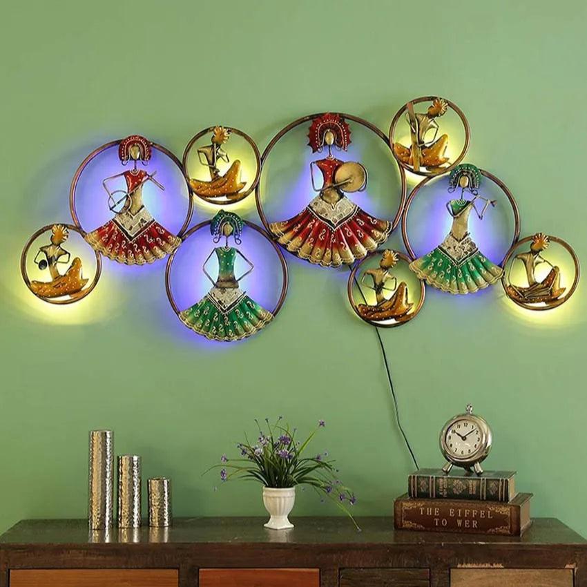 Modern Iron 9 Ring Dolls With Led Wall Décor