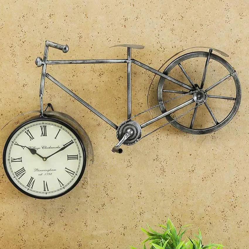 Silver Cycle Iron Wall Clock