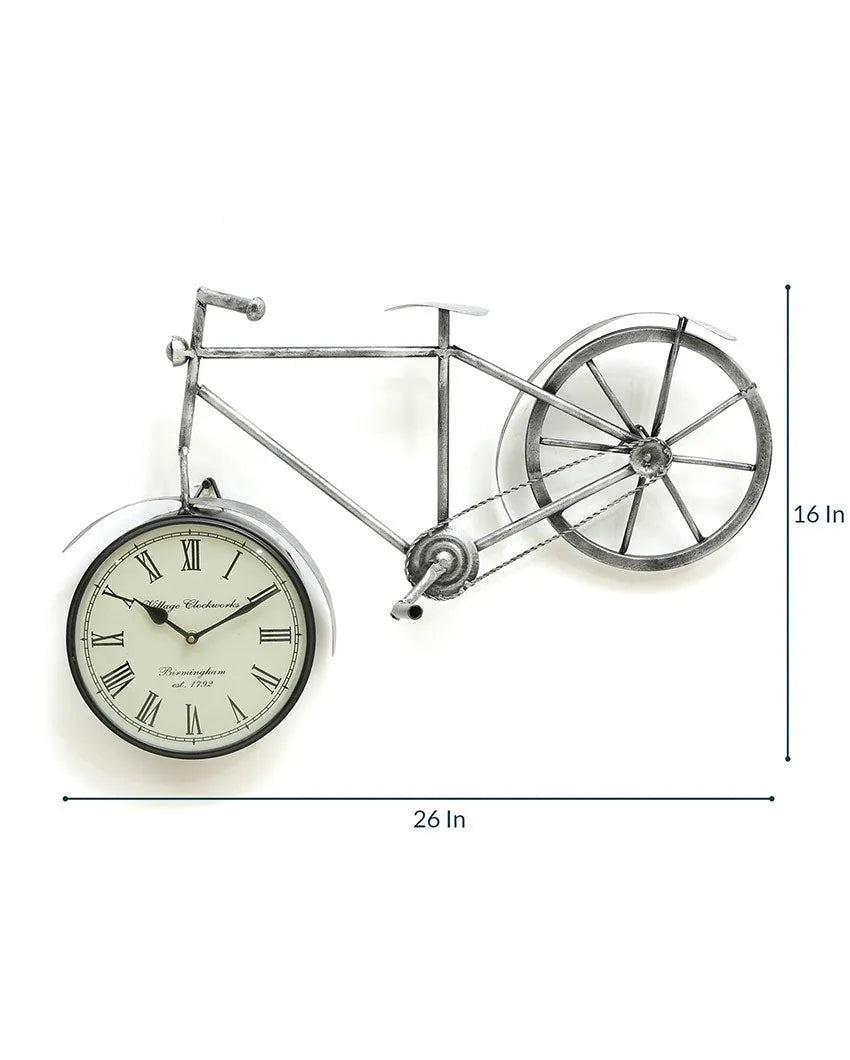 Silver Cycle Iron Wall Clock