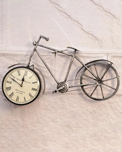 Silver Cycle Iron Wall Clock