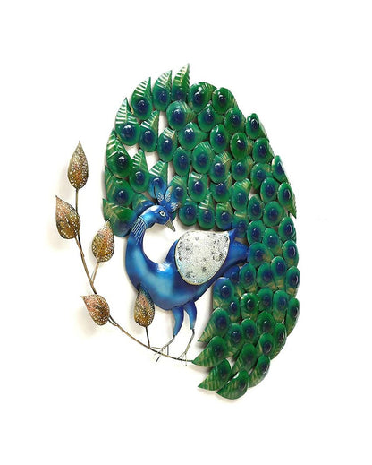 Round Peacock with LED Iron Wall Décor