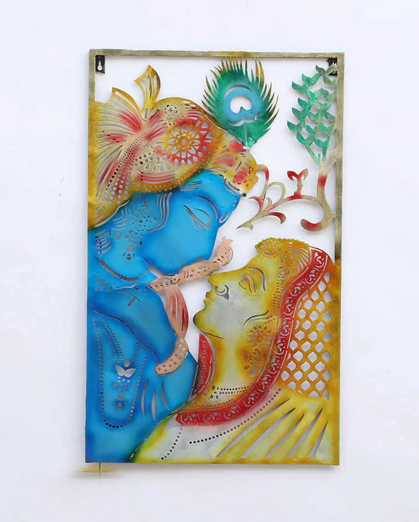 Radha Krishna Acid Cutting with LED Iron Wall Décor