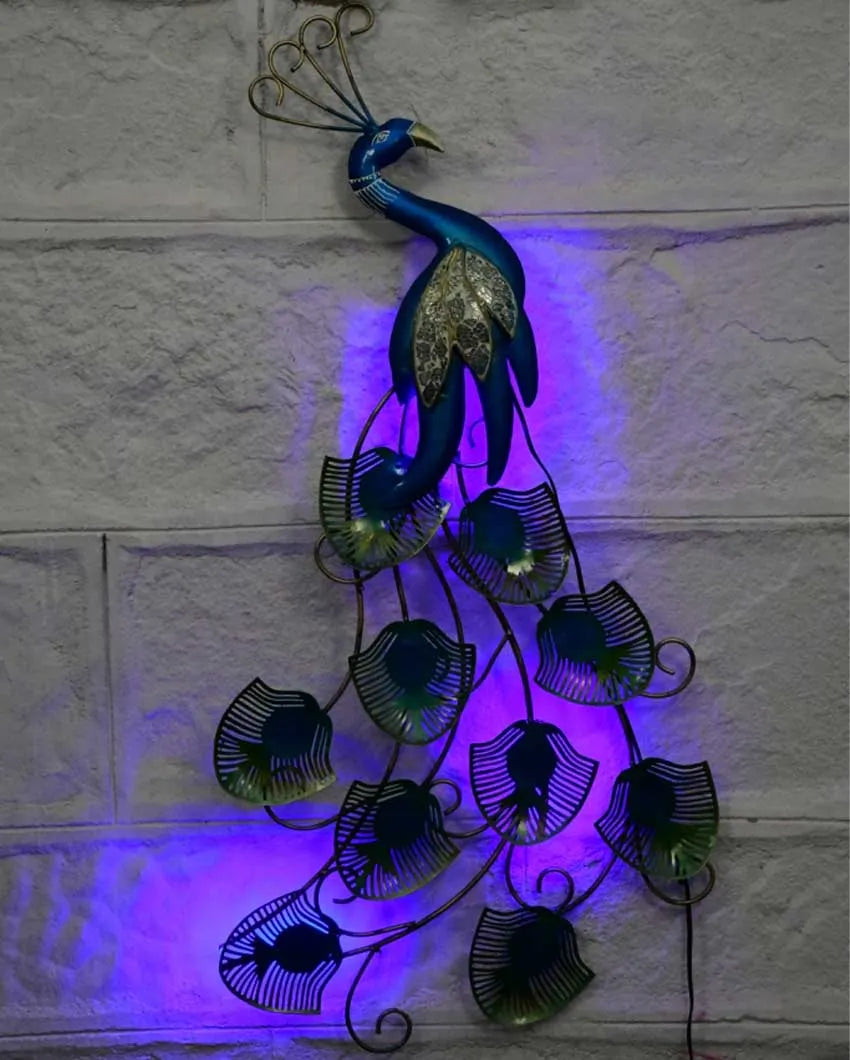 Small Peacock with LED Iron Wall Décor