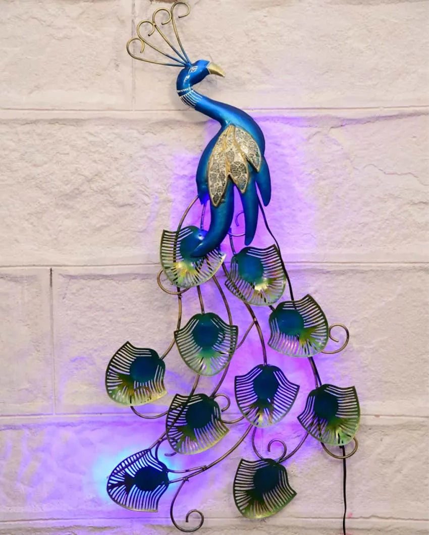 Small Peacock with LED Iron Wall Décor