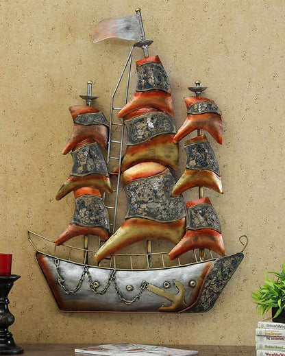 Ship with LED Iron Wall Décor