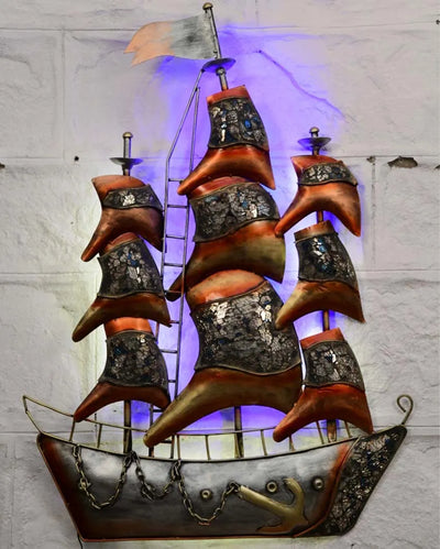 Ship with LED Iron Wall Décor