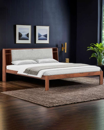 Beautiful Wooden Brown Shade Queen Size Bed | 72 x 60 x 14 inches