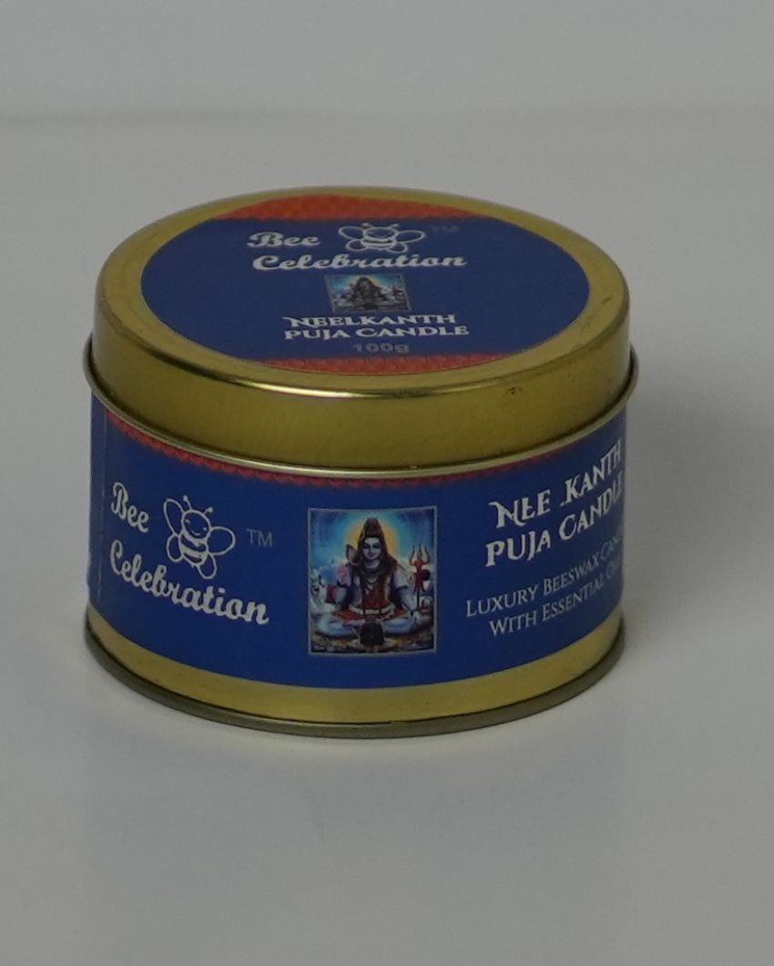 Neelkanth Puja Scented Jar Candle with Puja Kit | 7.6 x 5.1 cm / 3 x 2 inches