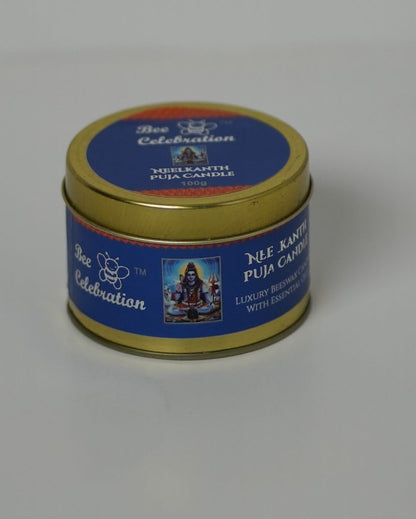 Neelkanth Puja Scented Jar Candle with Puja Kit | 7.6 x 5.1 cm / 3 x 2 inches