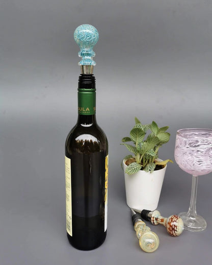 Belice  Handblown Glass Wine Stopper Light Blue