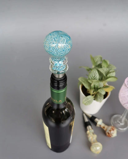 Belice  Handblown Glass Wine Stopper Light Blue