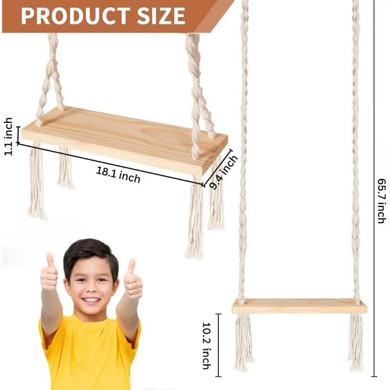 Modern Macrame Wood Swing for Adults & Kids Default Title