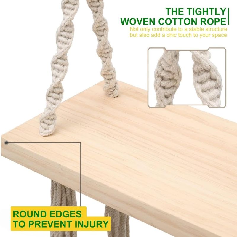 Modern Macrame Wood Swing for Adults & Kids Default Title